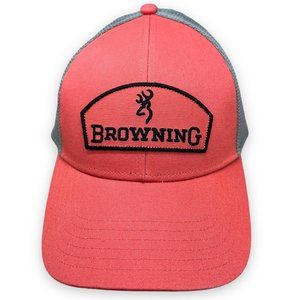 Browning Arms Truckers Cap ‎ Adult Coral SnapBack Emblem Hat Hunting Protection